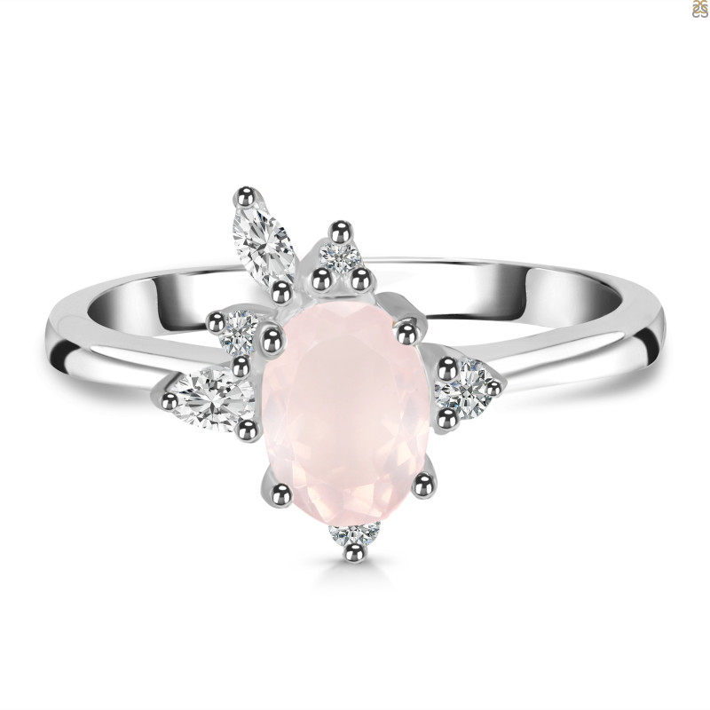 Rose Quartz & White Topaz Ring RSQ-RDR-2398.