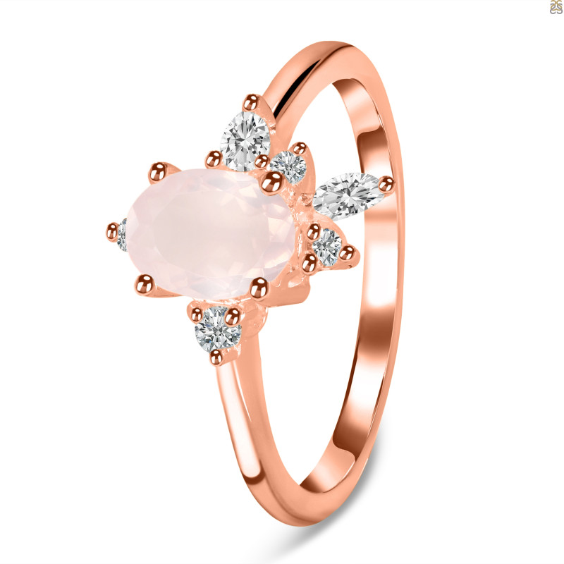 Rose Quartz & White Topaz Ring RSQ-RDR-2398.