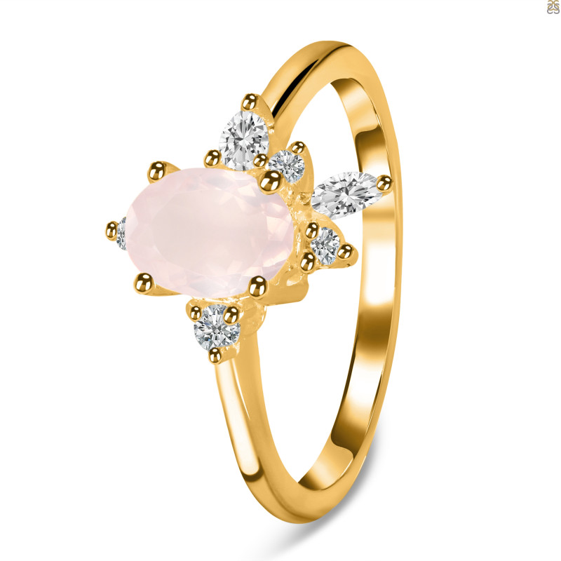Rose Quartz & White Topaz Ring RSQ-RDR-2398.