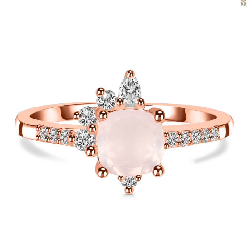 Rose Quartz & White Topaz Ring RSQ-RDR-2404.