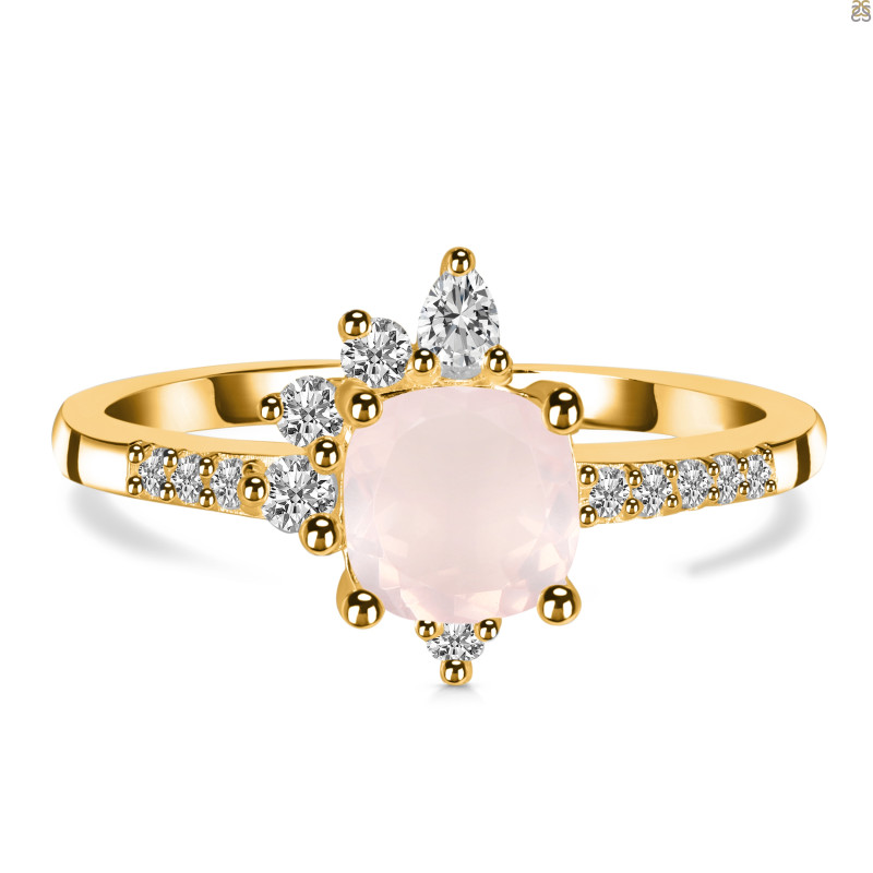 Rose Quartz & White Topaz Ring RSQ-RDR-2404.