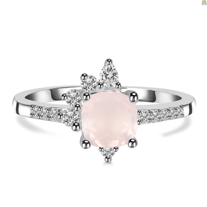 Rose Quartz & White Topaz Ring RSQ-RDR-2404.