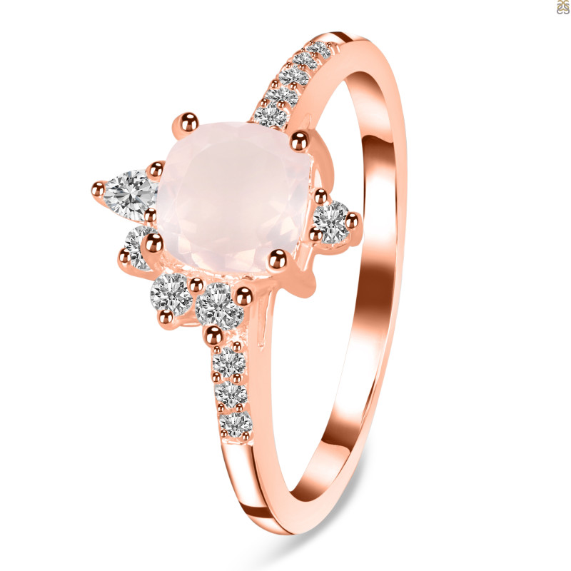 Rose Quartz & White Topaz Ring RSQ-RDR-2404.