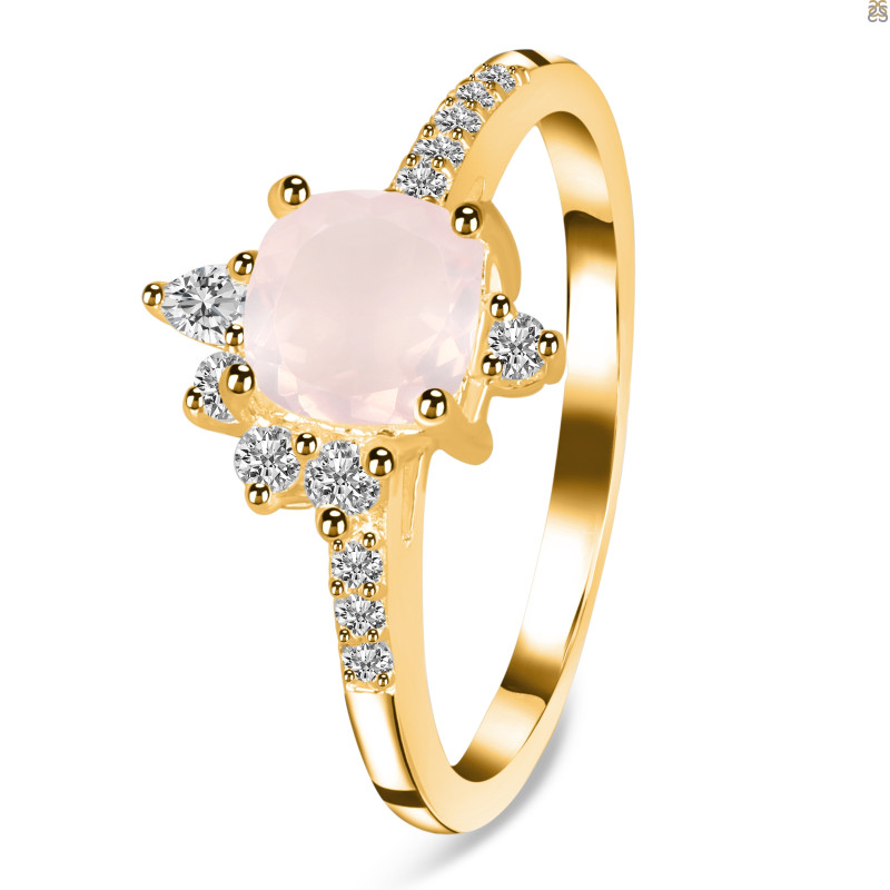 Rose Quartz & White Topaz Ring RSQ-RDR-2404.