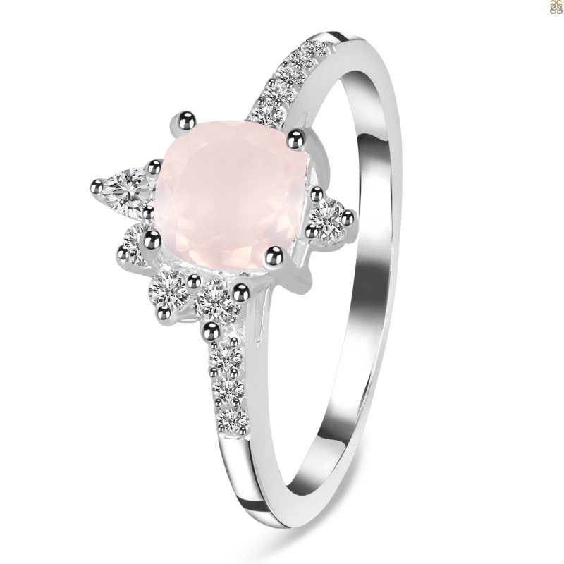 Rose Quartz & White Topaz Ring