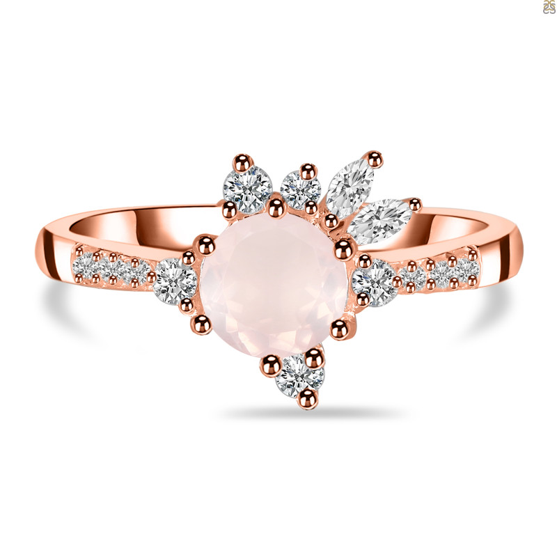 Rose Quartz & White Topaz Ring RSQ-RDR-2406.