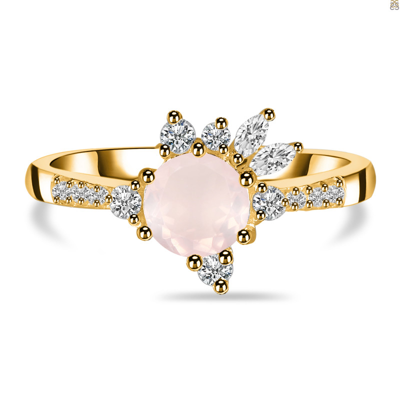 Rose Quartz & White Topaz Ring RSQ-RDR-2406.