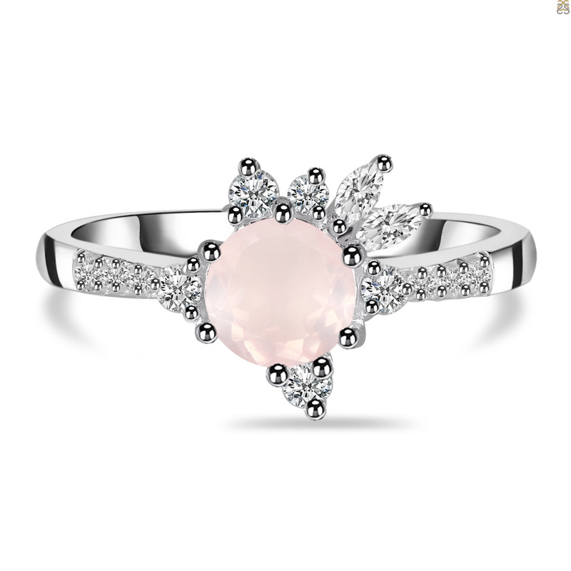 Rose Quartz & White Topaz Ring RSQ-RDR-2406.
