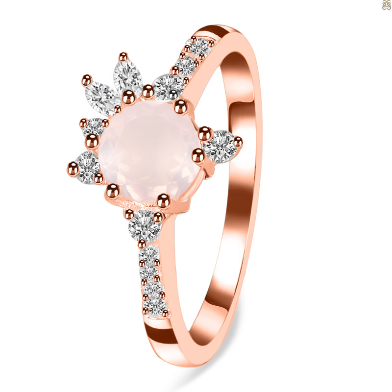 Rose Quartz & White Topaz Ring RSQ-RDR-2406.