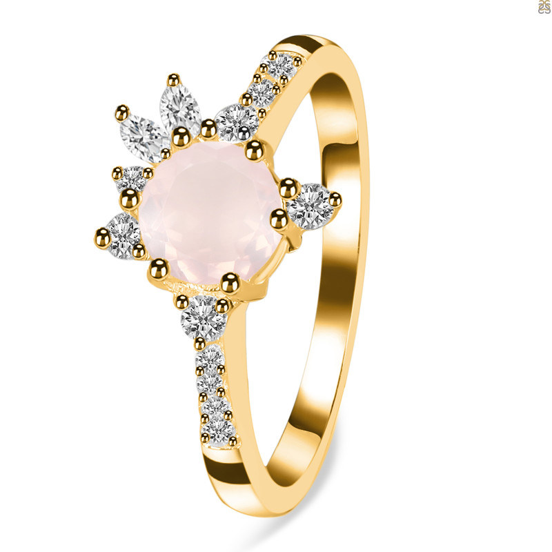 Rose Quartz & White Topaz Ring RSQ-RDR-2406.