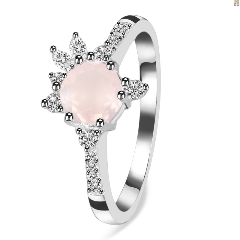 Rose Quartz & White Topaz Ring