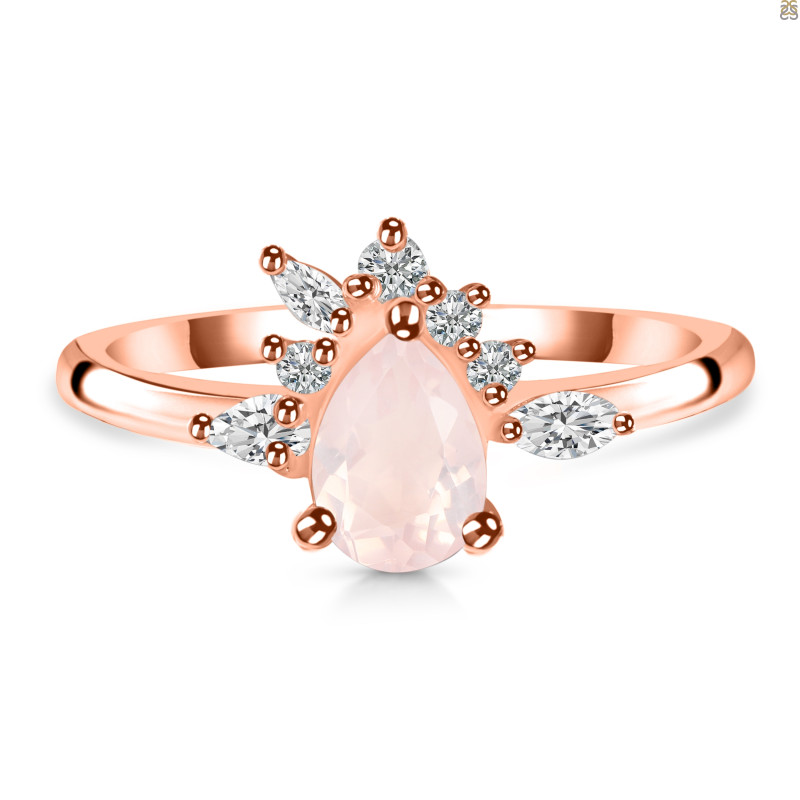 Rose Quartz & White Topaz Ring RSQ-RDR-2431.