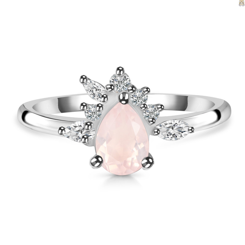 Rose Quartz & White Topaz Ring RSQ-RDR-2431.