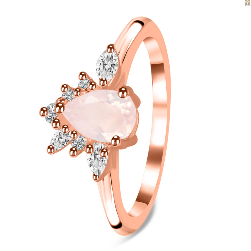 Rose Quartz & White Topaz Ring RSQ-RDR-2431.