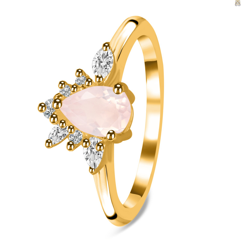 Rose Quartz & White Topaz Ring RSQ-RDR-2431.
