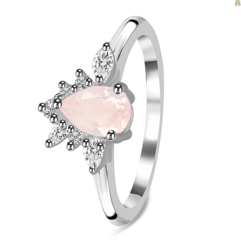 Rose Quartz & White Topaz Ring