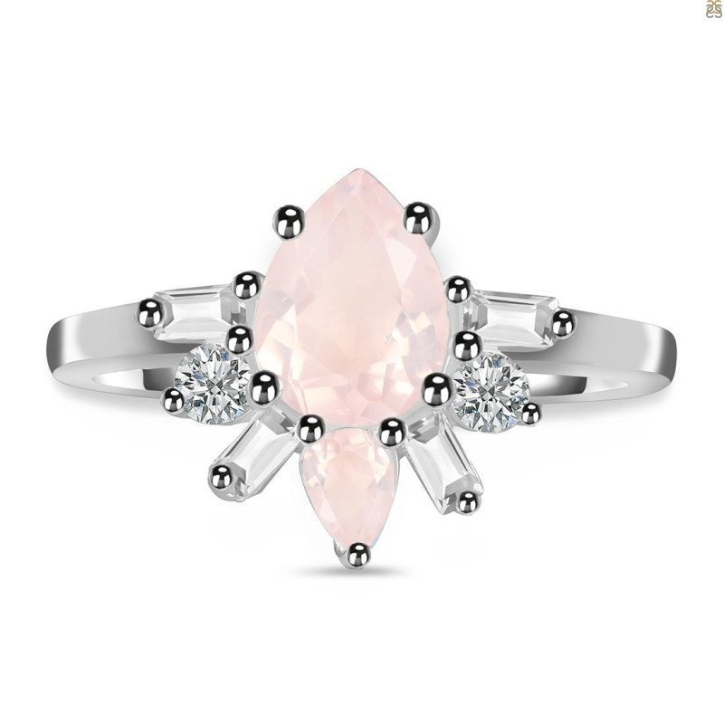 Rose Quartz & White Topaz Ring RSQ-RDR-2521.