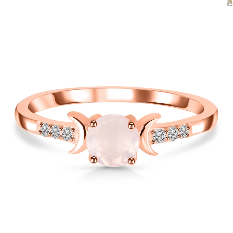Rose Quartz & White Topaz Ring RSQ-RDR-2845.
