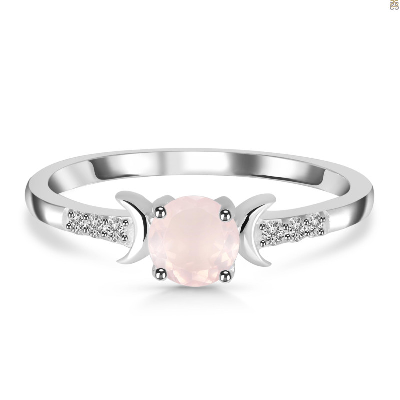 Rose Quartz & White Topaz Ring RSQ-RDR-2845.