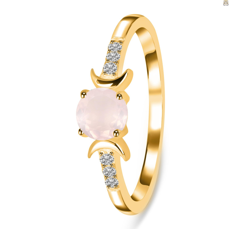 Rose Quartz & White Topaz Ring RSQ-RDR-2845.