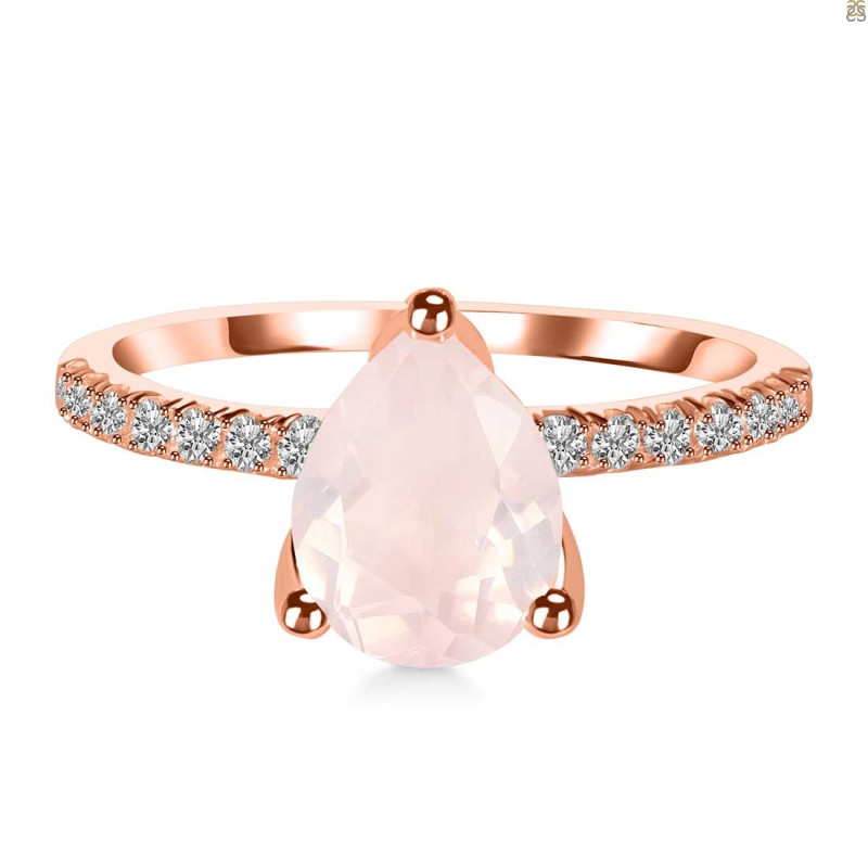 Rose Quartz & White Topaz Ring RSQ-RDR-2860.