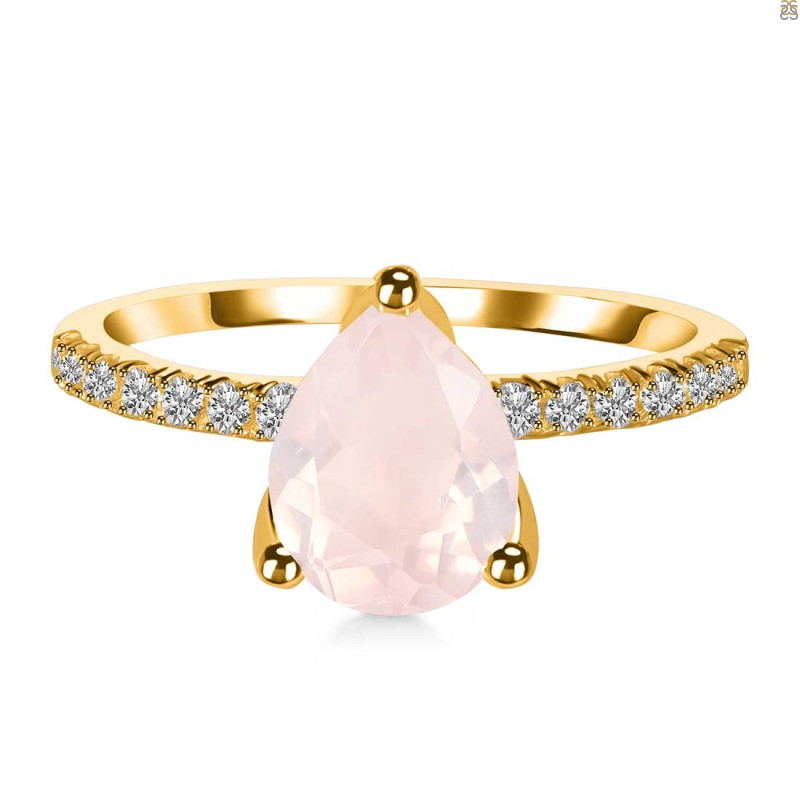 Rose Quartz & White Topaz Ring RSQ-RDR-2860.