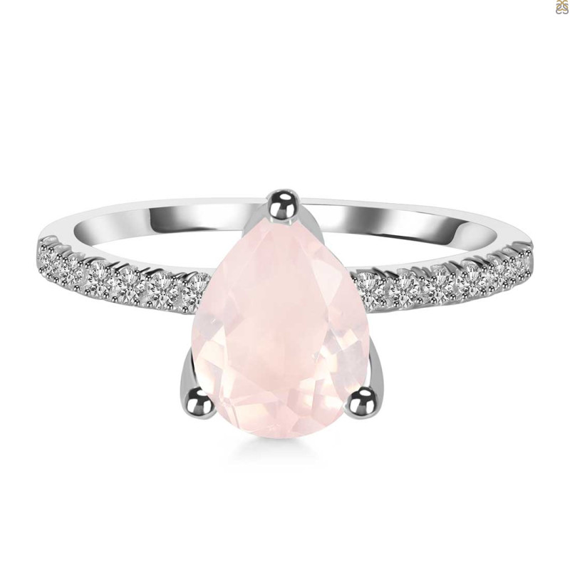 Rose Quartz & White Topaz Ring RSQ-RDR-2860.