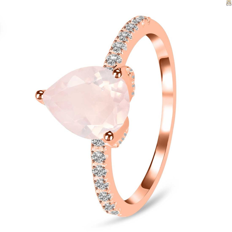Rose Quartz & White Topaz Ring RSQ-RDR-2860.