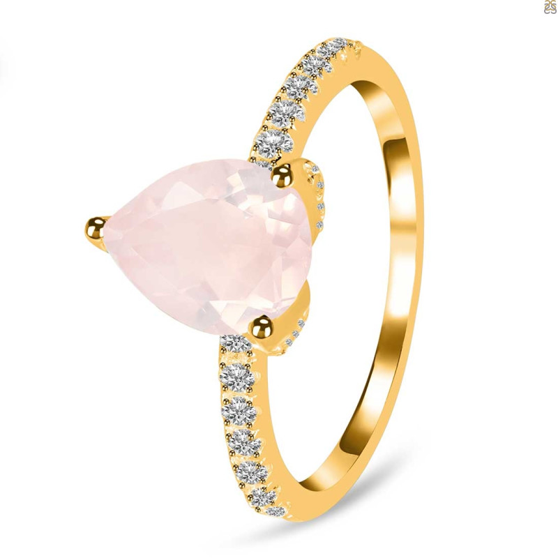 Rose Quartz & White Topaz Ring RSQ-RDR-2860.