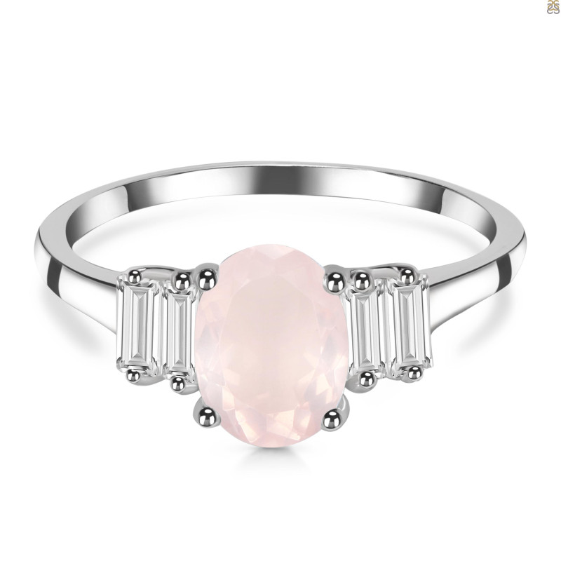 Rose Quartz & White Topaz Ring RSQ-RDR-2861.