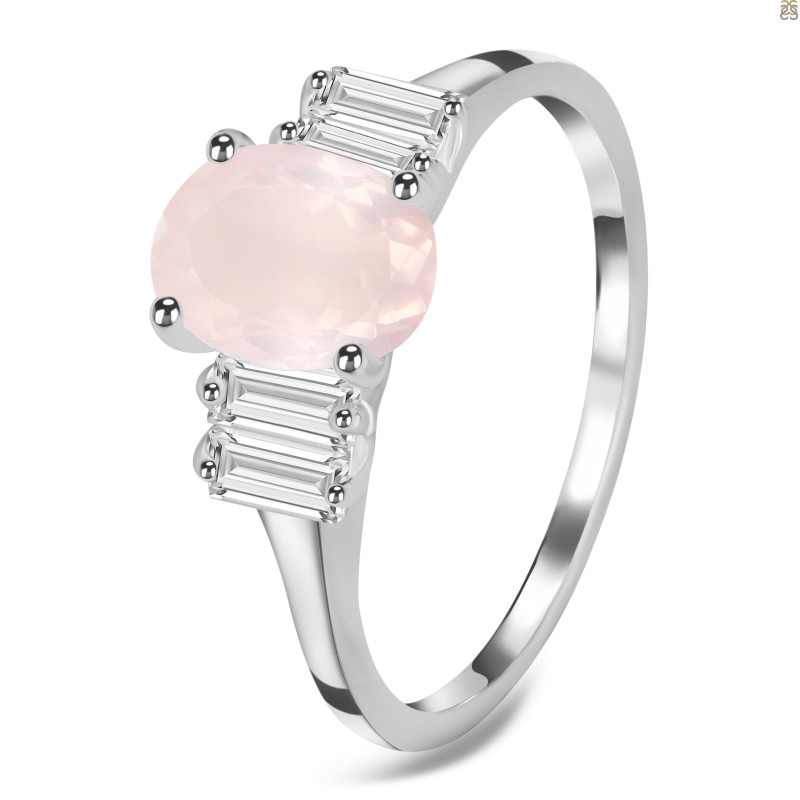 Rose Quartz & White Topaz Ring