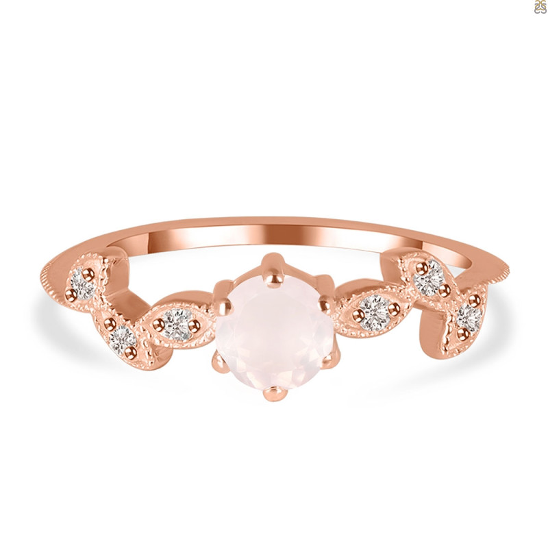 Rose Quartz & White Topaz Ring RSQ-RDR-2981.