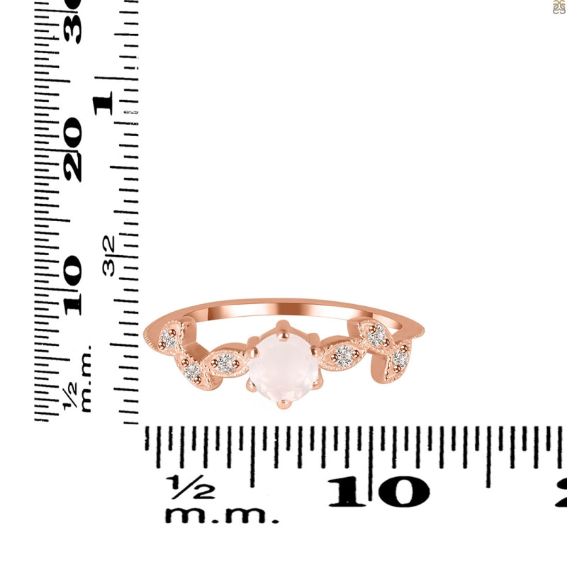 Rose Quartz & White Topaz Ring RSQ-RDR-2981.