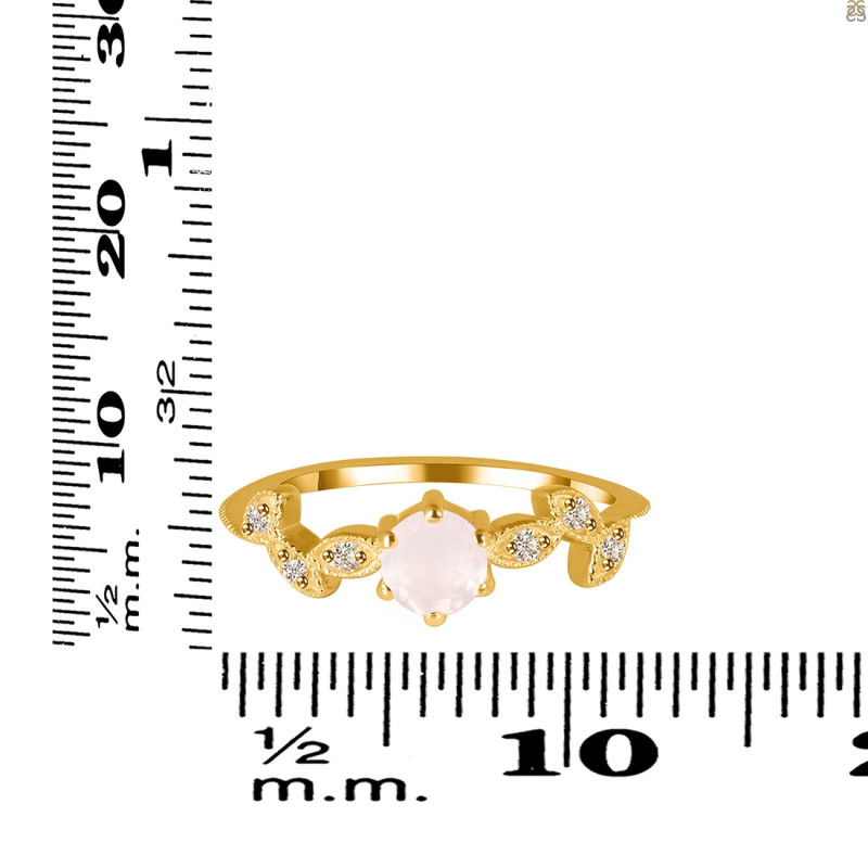 Rose Quartz & White Topaz Ring RSQ-RDR-2981.