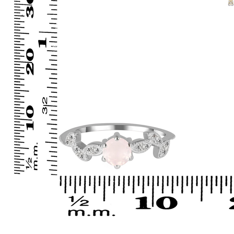 Rose Quartz & White Topaz Ring RSQ-RDR-2981.