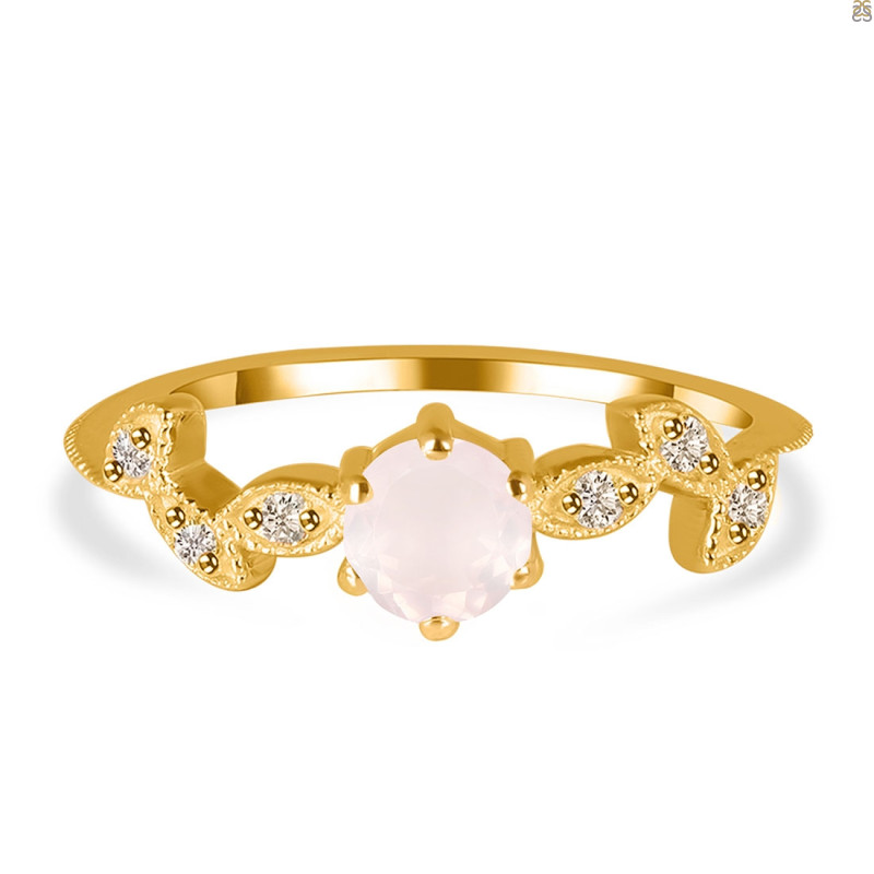 Rose Quartz & White Topaz Ring RSQ-RDR-2981.
