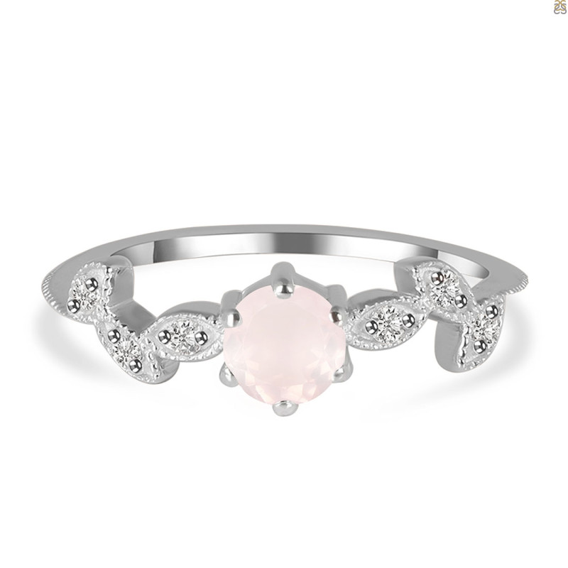 Rose Quartz & White Topaz Ring RSQ-RDR-2981.