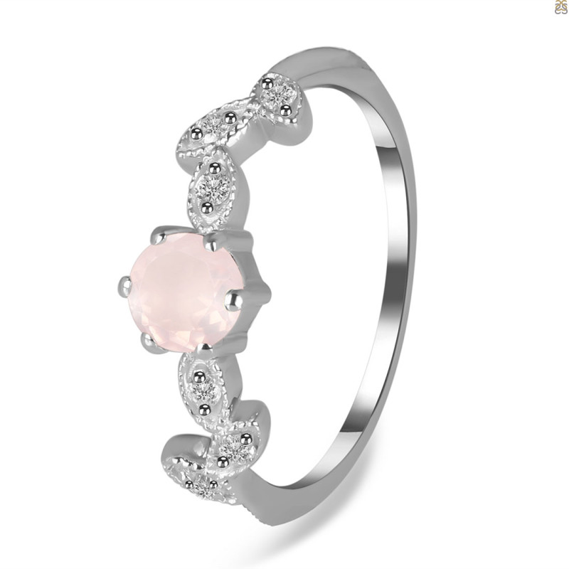 Rose Quartz & White Topaz Ring