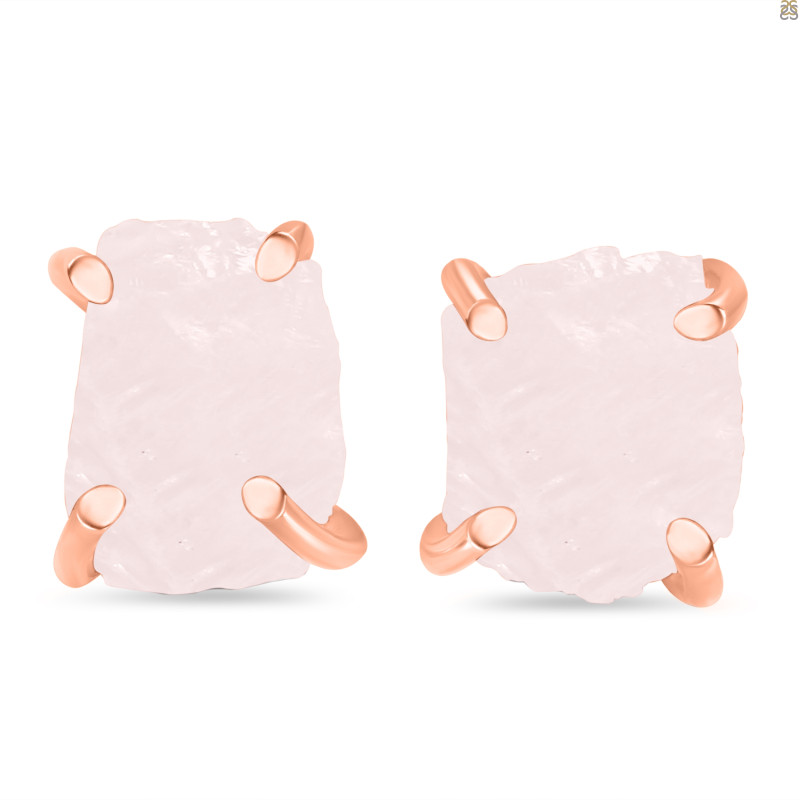 Rose Quartz Raw Crystal Stud Earring RSQ-RE-200.