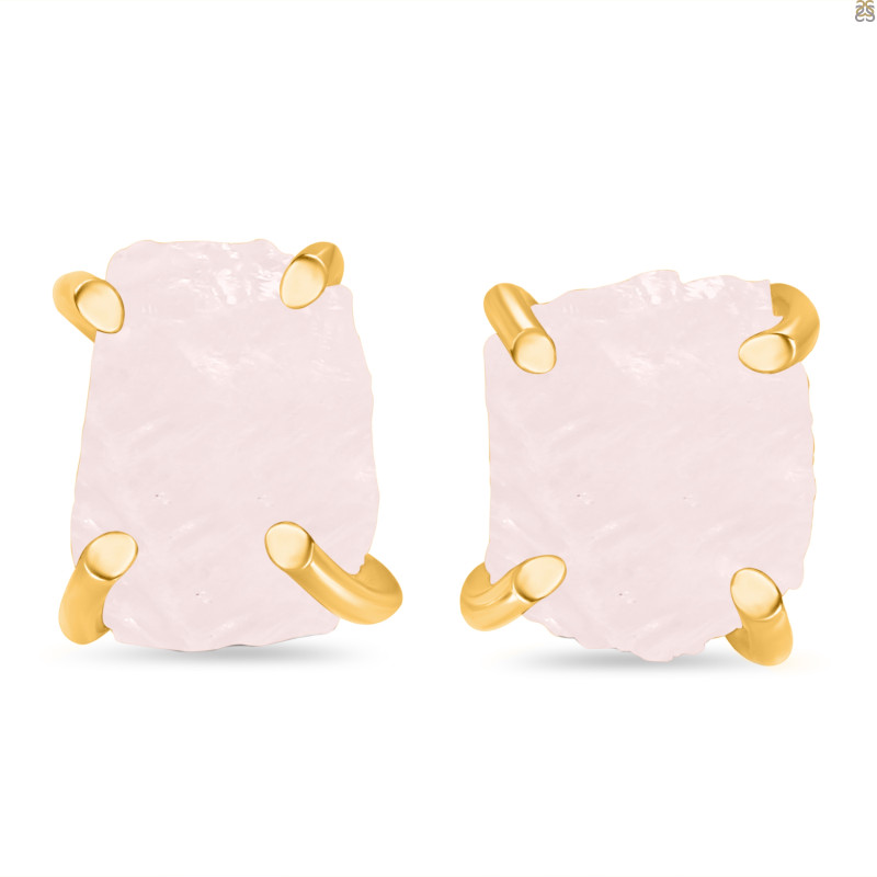 Rose Quartz Raw Crystal Stud Earring RSQ-RE-200.