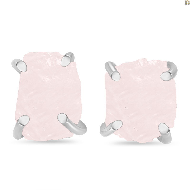 Rose Quartz Raw Crystal Stud Earring RSQ-RE-200.