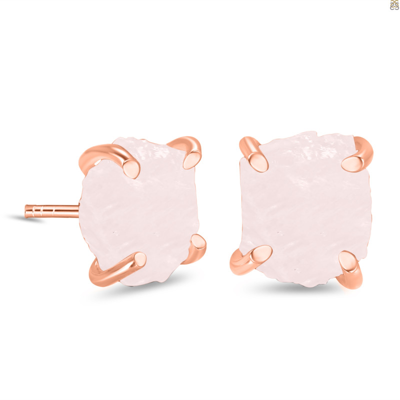 Rose Quartz Raw Crystal Stud Earring RSQ-RE-200.