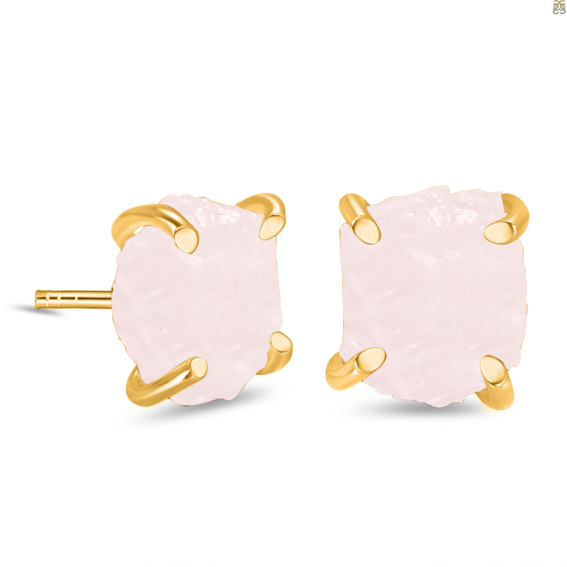 Rose Quartz Raw Crystal Stud Earring RSQ-RE-200.