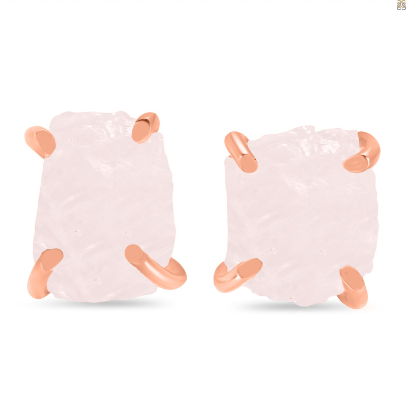Rose Quartz Raw Crystal Stud Earring RSQ-RE-350.