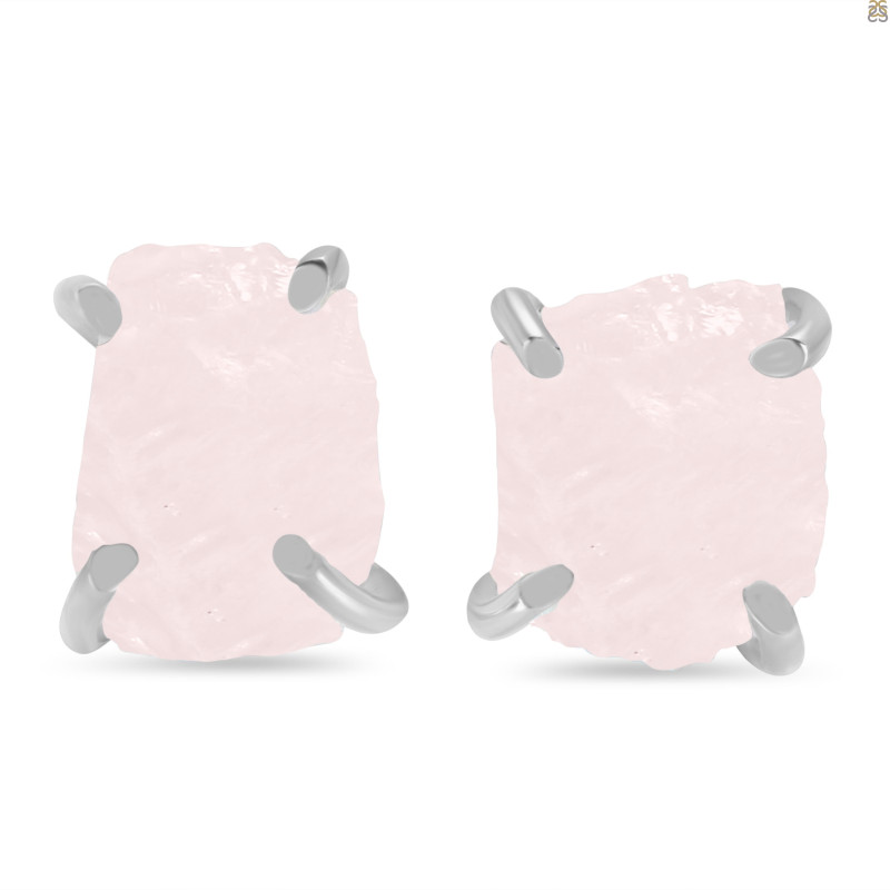 Rose Quartz Raw Crystal Stud Earring RSQ-RE-350.