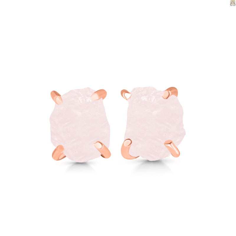 Rose Quartz Raw Crystal Stud Earring RSQ-RE-397.