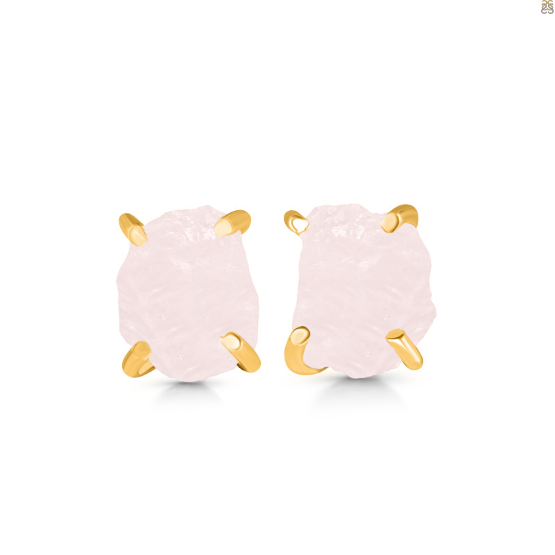 Rose Quartz Raw Crystal Stud Earring RSQ-RE-397.