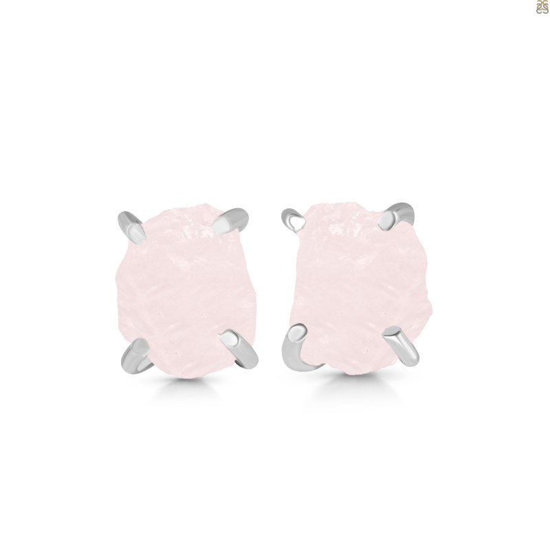 Rose Quartz Raw Crystal Stud Earring RSQ-RE-397.