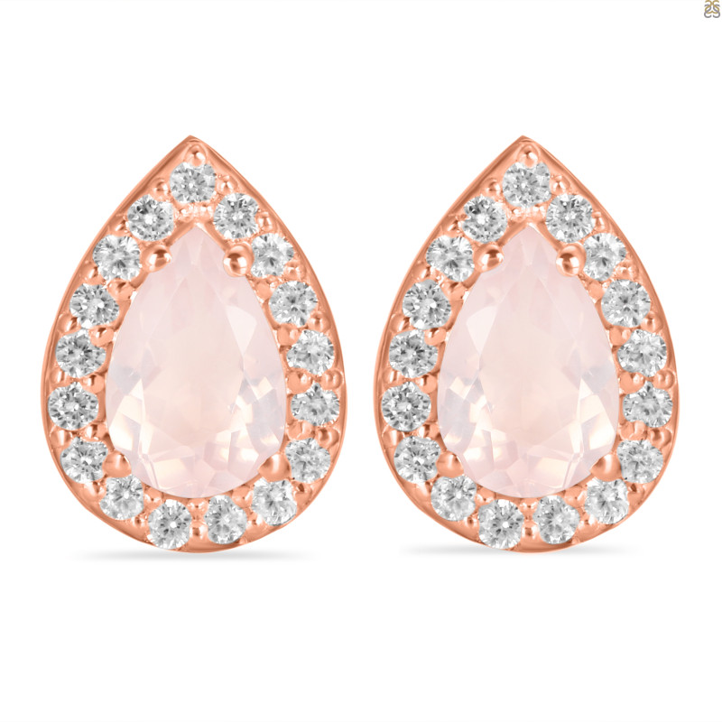 Rose Quartz & White Topaz Stud Earring RSQ-RE-52.
