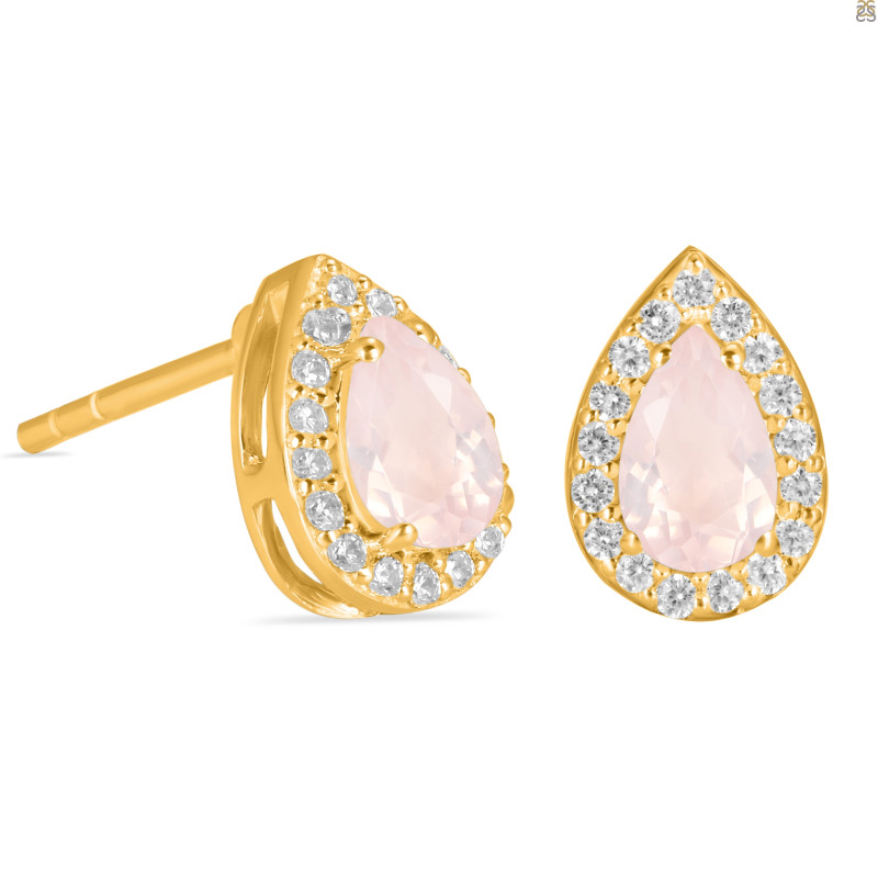 Rose Quartz & White Topaz Stud Earring RSQ-RE-52.